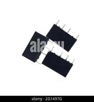 Small electronic relay isolated on white background Stock Photo
