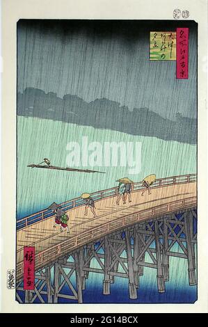 Utagawa Hiroshige | Sudden Shower over Shin-Ōhashi Bridge