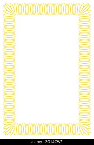 Golden blank vertical frame.  Rectangle vector illustration. Empty border Copy space Isolated on white background Stock Vector