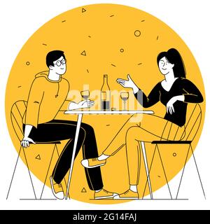 Man and woman drinking wine. Stock Vector