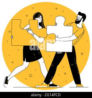 People connecting puzzle Stock Vector