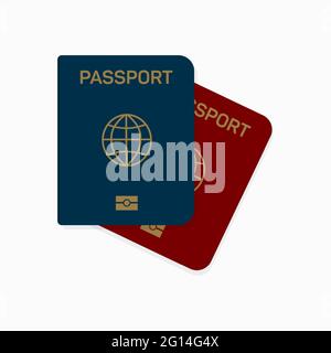 International Passport Cover Red and Blue Template. Vector