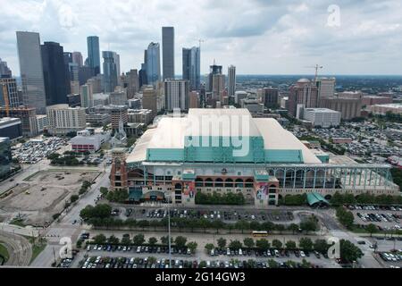 An aerial view of the Astrodome, Sunday, May 30, 2021, in Houston. The  stadium served as the home of the Houston Astros from 1965-99 and the Houston  Oilers from 1968-96 Stock Photo - Alamy