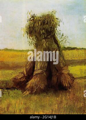 Vincent Van Gogh -  Sheaves Wheat Field 1885 Stock Photo