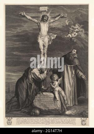 Christ on the cross with saints Catharina van Siena and Dominicus under ...