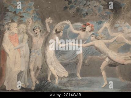 William Blake -  Oberon Titania and Puck with Fairies Dancing Stock Photo