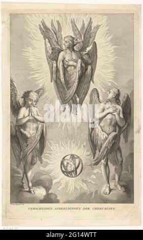 Three seraphims in different forms; Several images of Cherubinen. Three ...