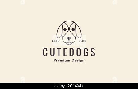 lines cartoon head dog cute logo symbol vector icon illustration graphic design Stock Vector