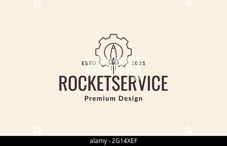 lines gear with rocket logo symbol vector icon illustration graphic design Stock Vector