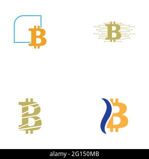 Bitcoin crypto currency logo set illustration design template Stock Vector