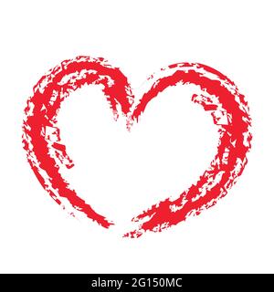 grunge brush strokes outlines of valentine heart love icon symbol Stock Vector