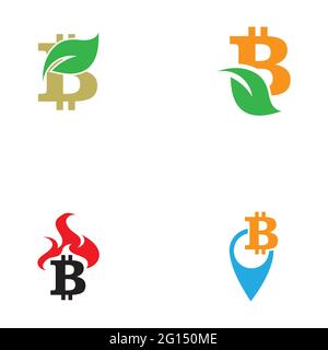 Bitcoin crypto currency logo set illustration design template Stock Vector
