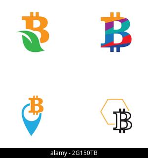 Bitcoin crypto currency logo set illustration design template Stock Vector