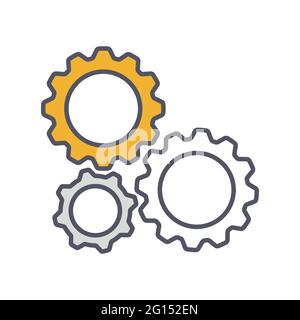 Gear Settings thin line symbol, cogwheel Icon. Innovation logo. Vector Illustration Stock Vector