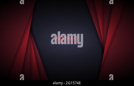 Red and black abstract background with gradient paper lines. Dark modern and elegant design illustration for banner, cover, flyer, page, website and Stock Vector