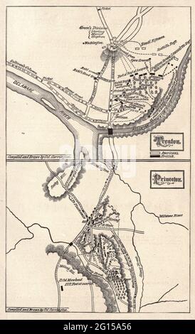 Battle maps of the Battle of Princeton and Trenton during the American Revolution Stock Photo