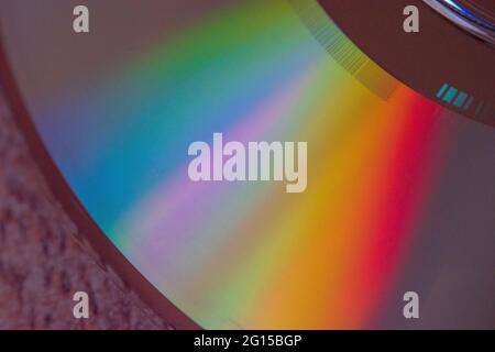 rainbow refracted light on cd rom / dvd Stock Photo