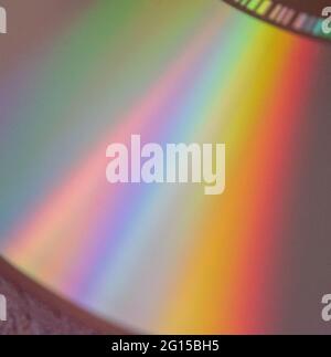 rainbow refracted light on cd rom / dvd Stock Photo