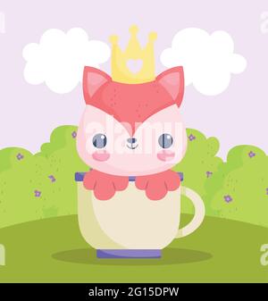 fox in cup cartoon Stock Vector