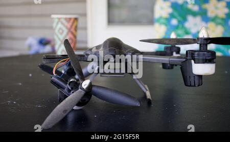 A Crashed Black Drone Stock Photo