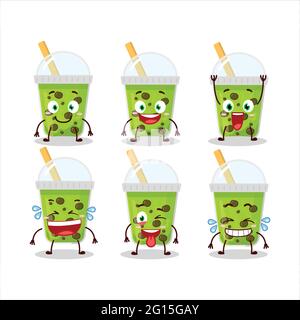 Cartoon character of melon milk with boba with smile expression. Vector illustration Stock Vector