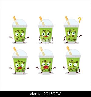 Cartoon character of melon milk with boba with what expression. Vector illustration Stock Vector