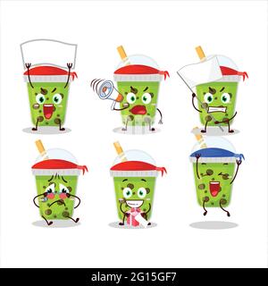 Mascot design style of melon milk with boba character as an attractive supporter. Vector illustration Stock Vector