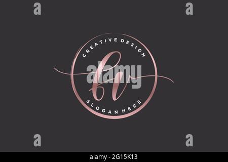 FV handwriting logo with circle template vector logo of initial ...