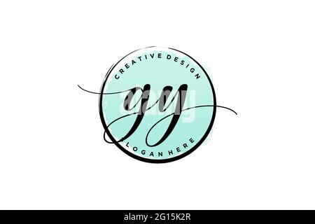 GY handwriting logo with circle template vector signature, wedding, fashion, floral and botanical with creative template. Stock Vector