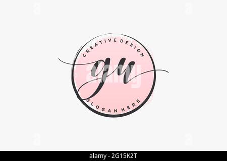 GU handwriting logo with circle template vector logo of initial wedding ...