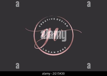 GV handwriting logo with circle template vector logo of initial wedding ...