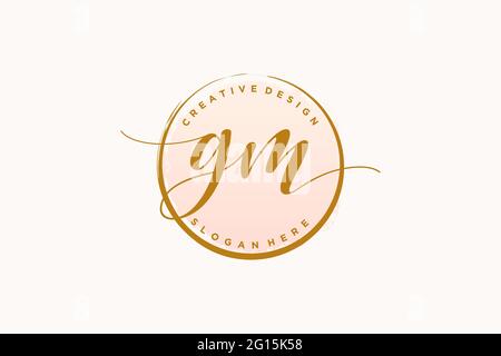 Gm letter logo in a circle, gold and silver colored. vector design wall  mural • murals gm, m, web