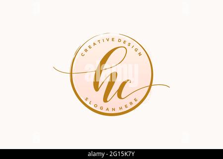 HC handwriting logo with circle template vector logo of initial wedding ...