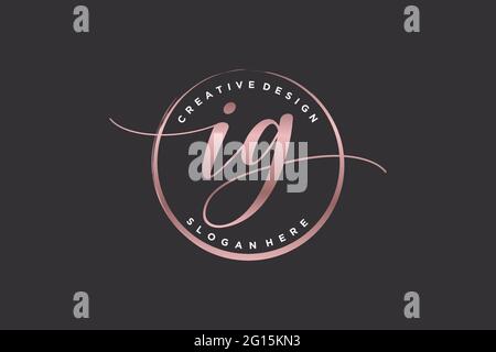 IG handwriting logo with circle template vector logo of initial wedding ...