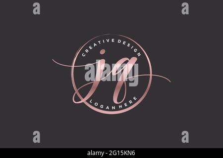 JQ handwriting logo with circle template vector logo of initial wedding ...