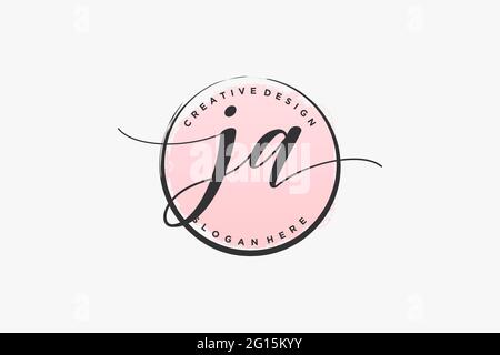 JA handwriting logo with circle template vector signature, wedding, fashion, floral and botanical with creative template. Stock Vector