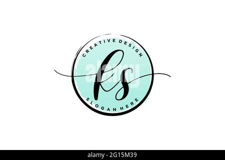 KS handwriting logo with circle template vector logo of initial wedding ...