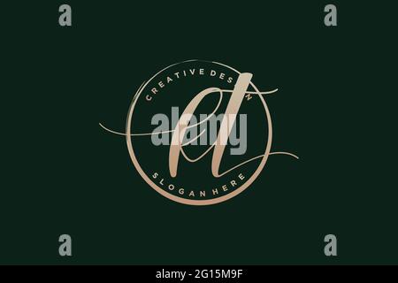 KT handwriting logo with circle template vector logo of initial wedding ...