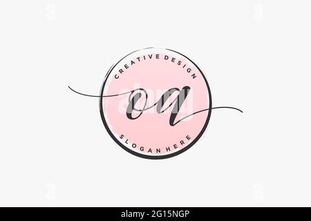 QA handwriting logo with circle template vector signature, wedding, fashion, floral and botanical with creative template. Stock Vector