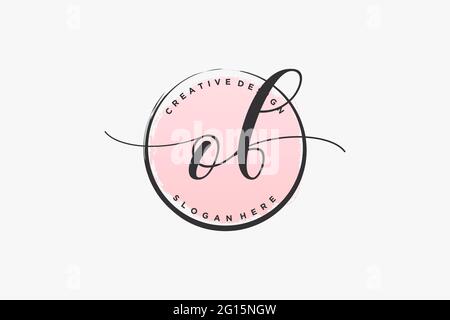 OF handwriting logo with circle template vector signature, wedding, fashion, floral and botanical with creative template. Stock Vector