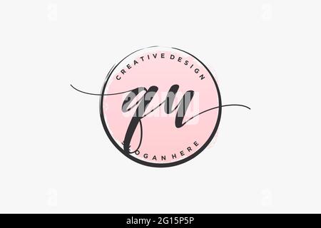 QU handwriting logo with circle template vector logo of initial ...