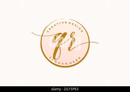 QR handwriting logo with circle template vector signature, wedding, fashion, floral and botanical with creative template. Stock Vector