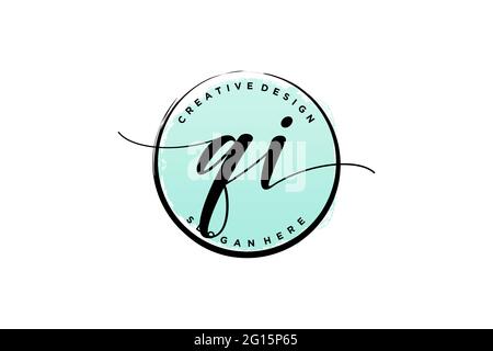 QI handwriting logo with circle template vector signature, wedding, fashion, floral and botanical with creative template. Stock Vector