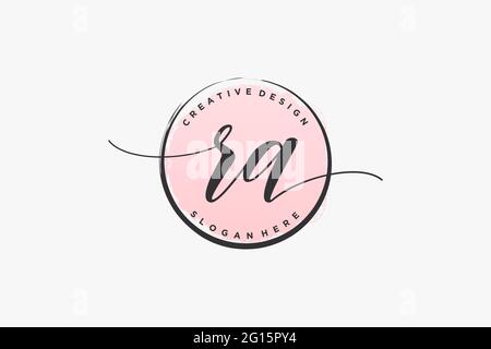 RA handwriting logo with circle template vector signature, wedding, fashion, floral and botanical with creative template. Stock Vector
