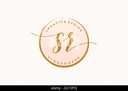 Premium Vector | Sr monograms wedding circle handwriting jewelry logo  template vector