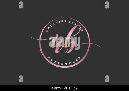UB handwriting logo with circle template vector signature, wedding, fashion, floral and botanical with creative template. Stock Vector