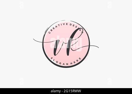 VK handwriting logo with circle template vector logo of initial wedding ...