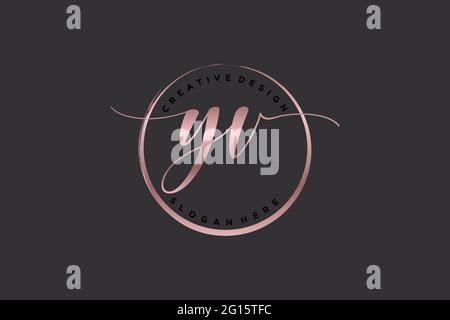 YV handwriting logo with circle template vector logo of initial wedding ...