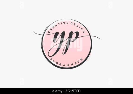 YP handwriting logo with circle template vector signature, wedding, fashion, floral and botanical with creative template. Stock Vector