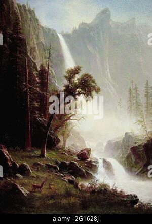 Albert Bierstadt ( 1830 - 1902 ) -  Bridal Veil Falls Yosemite C 1871 Stock Photo